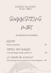 Menu Auberge de Charly et ses filles - Les suggestions du midi