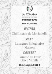 Menu La Romana - Un exemple de menu du jour