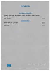 Menu Eden - Pour les enfants et garnitures 