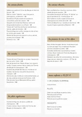 Menu La Calèche - Entrées, viandes, plats,...