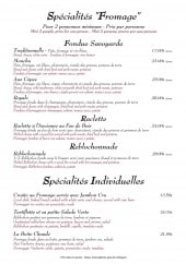 Menu Le Monchu - Spécialités