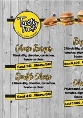 Menu Tasty Food - Les burgers