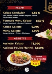 Menu Le Riham - Les kebabs, assiettes et hamburgers