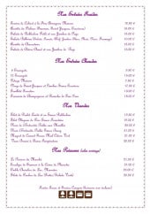 Menu Le Bellevue - Entrées, viandes et poissons