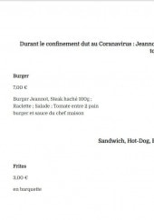 Menu Bar-Tabac Chez Jeannot - Les burgers, frites, ...