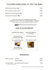 Menu Cardinalin - Les viandes grillées, poissons, ...