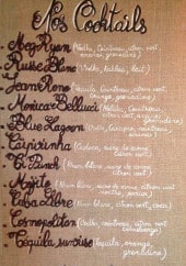 Menu BobbyBar - Les cocktails et vin