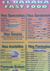 Menu El Baraka - Les spécialités, les sandwiches, les assiettes...