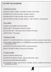 Menu La Strada - les suggestion du chef 