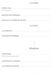 Menu Come Prima by Oskian - Les raviolis, pennes et risottos