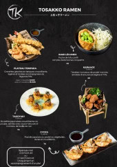 Menu Tosakko ramen - Plateau tempura, inagri légumes et karaage,...