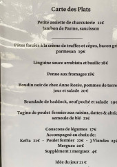 Menu Villalys - Carte des plats