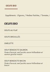 Menu Bistrot Gisèle - Œufs bio