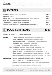 Menu Dochilak - Les entrées et plats