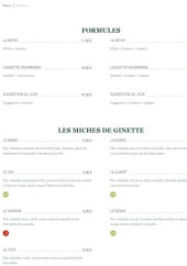 Menu Ginette Garde - Les formules et miches de ginette