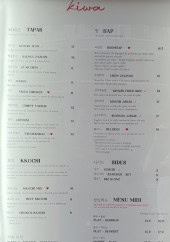 Menu Kiwa - Les tapas, bap et sides,..