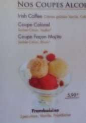 Menu Le Corto - Les coupes alcoolisées