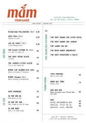 Menu Mắm From Hanoï - Les cafés, boissons et desserts