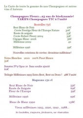 Menu Ma Cave Fleury - Les vins en bouteilles 75 cl, magnums...