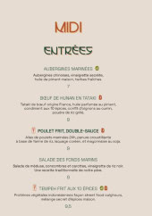 Menu Horiz - Les entrées et viandes