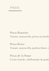 Menu La Dame de Paris - Pinsas