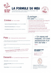 Menu Les Fous de l'Ile - La formule du midi
