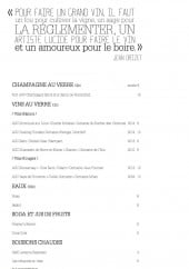 Menu Restaurant H - Les vins et boissons