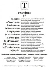 Menu Tartines en Seine - Les tartines