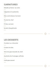 Menu Atelier Carnem - Les garnitures et desserts