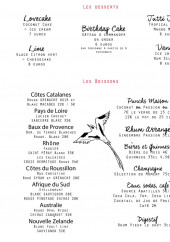 Menu Au Coco de Mer - Les desserts et boissons