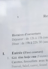 Menu Fraternité Vietnamienne - Les entrées