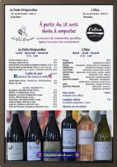 Menu L'Elica - Exemple de menu