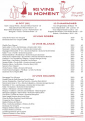 Menu La Rôtisserie d'Argent - Le champagne et vins