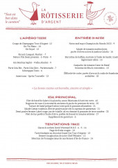 Menu La Rôtisserie d'Argent - La carte