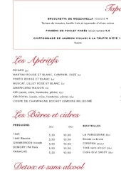 Menu La Terrasse St Jacques - Les tapas à partager, apéritifs et bières,...