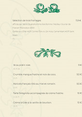 Menu Le Coupe Chou - Les fromages et desserts