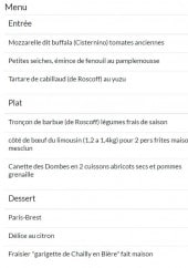 Menu Le Vin Sobre - Les menus 