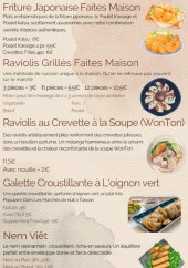 Menu Les Nouilles Fraîches - Les fritures japonais  faites   maison, raviolis  grillés  et  nems viêt,...