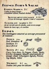 Menu Mobster Diner - Menu verso - Mobster Diner Burger Paris 5 75005 jazz prohibition 1920 hamburger cheeseburger Monge jardin des plantes Jussieu cardinal lemoine 5eme mouffetard pantheon quartier latin