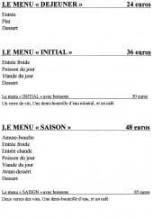 Menu Restaurant l' initial - Les menus