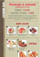 Menu Sashimi bar - Formules, salades, pates et tempura