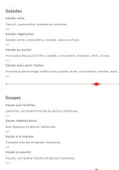 Menu Taj Mahal - Les salades et soupes