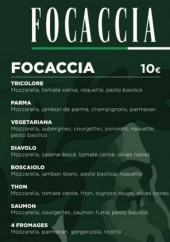 Menu Vita Nuova - Les focaccias et calzones