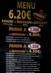 Menu Le Miam - Les paninis, salades et pates