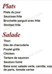 Menu Resto Fleg - Les plats et salade