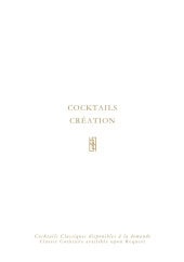 Menu Bar James Joyce - Cocktails créations