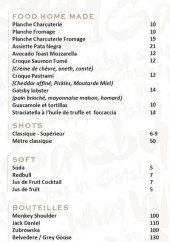 Menu Gatsby - Les foods, softs....