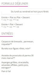 Menu Gioia - Les formules et entrées