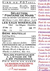 Menu La Fontaine de Mars - Les poissons, fromages et desserts