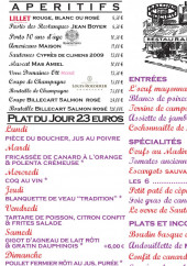 Menu La Fontaine de Mars - Les entrées, spécialités,....